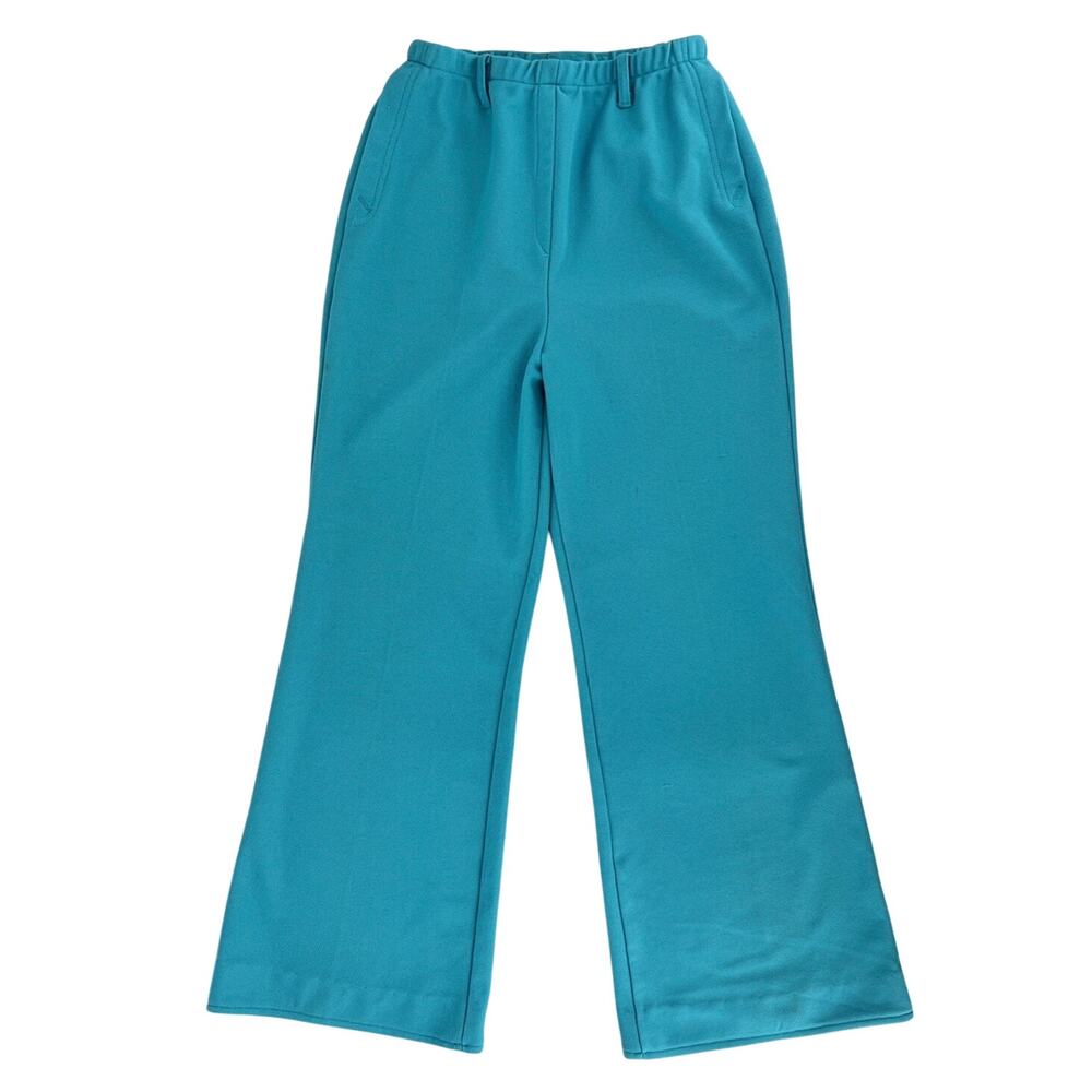 70s Vintage Teal Flare Leg Pants Jantzen Polyester 1970s Mod MCM